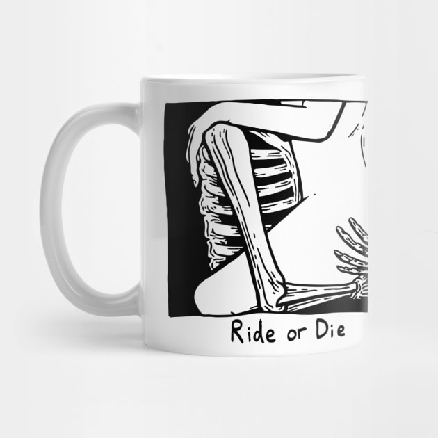 Ride Or Die Biker Skeleton Aesthetic Streetwear by dewinpal